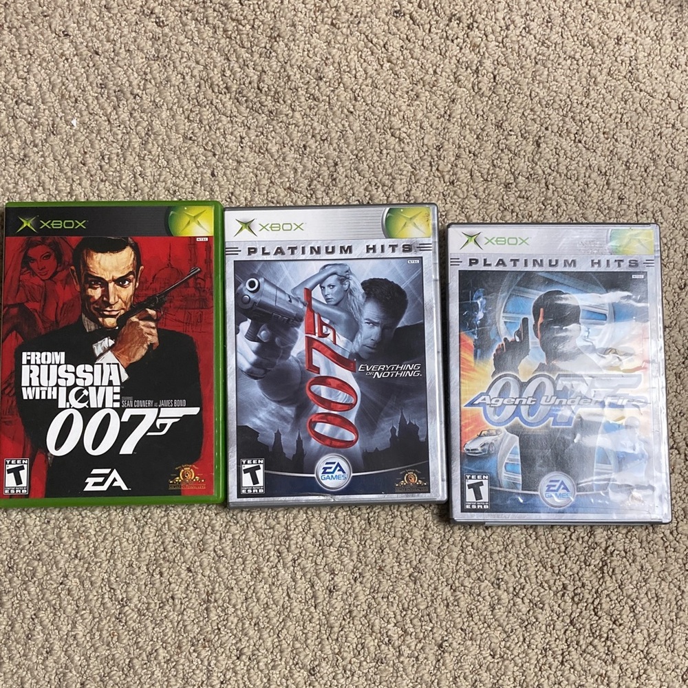original OG Xbox 007 Platinum Hits Video Game Collection - Black, Green, Gray